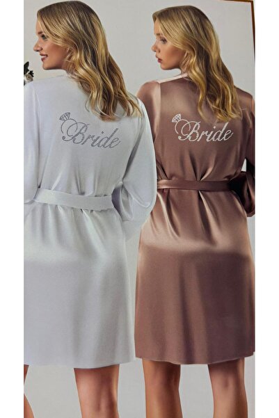 Primoda Underwear White and Powder Bride Printed Belted Dressing Gown - Top-W...