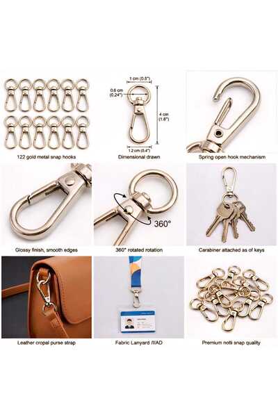 aurellen Metal Dönerli Papağan Kanca - 1 cm Çanta ve Anahtarlık Aparatı 20 ADET