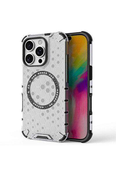 Techsuit Carcasă transparentă pentru iPhone 16 Pro Max, tip fagure de miere, ...