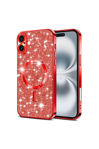 Techsuit Premium iPhone 16 Plus Luxury Glitter MagSafe, Κόκκινο