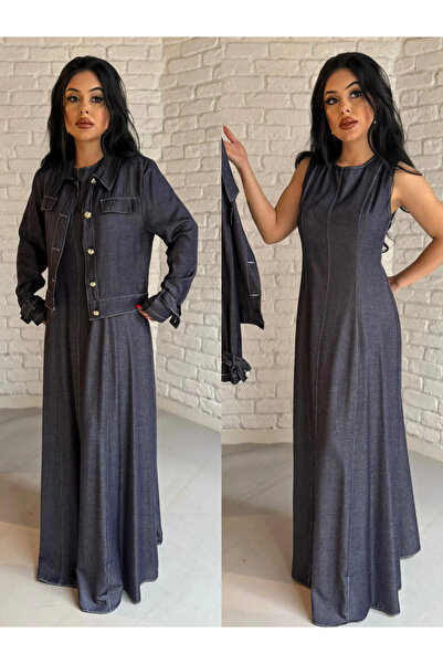 moneta boutique Women's Denim Look Jacket and Dress Set