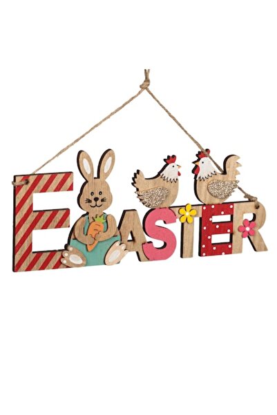 Actual Investing Decorațiune de Paște suspendată cu iepure, găini și mesaj