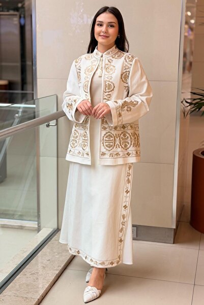 Ghisa Gold Sim İp Nakışlı Kap Etek Takım