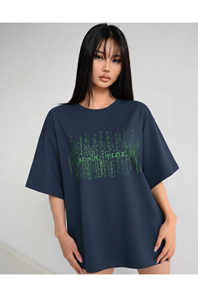 Mayer Butik Unisex Ανδρικό/Γυναικείο μπλουζάκι BONA FİDE με στάμπα, υπερμεγέθ...
