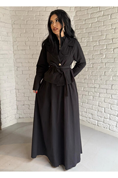 moneta boutique Women's Tencel Fabric Jacket and Zippered Dress Set