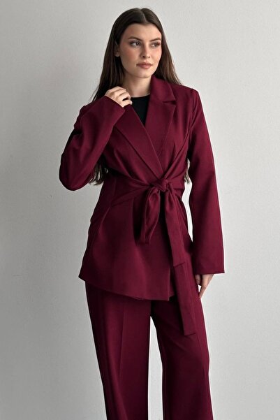 gm giyimarket New Season Women's Belted Blazer Jacket - Trouser Set