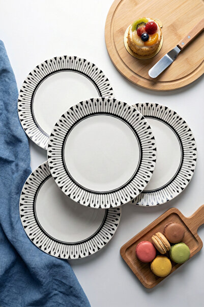 grandora Modern Black and White Patterned (6 Pieces, 20 cm) Cake, Dessert or ...