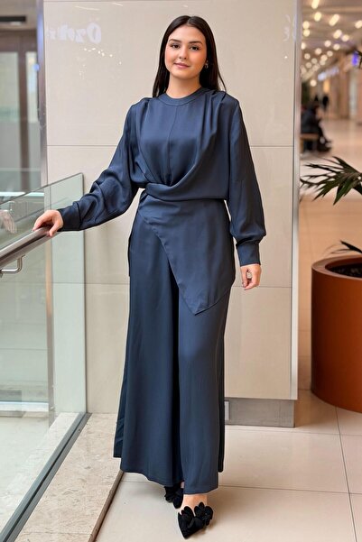 Ghisa Zippered Collar and Tie-Front Tunic Trouser Set