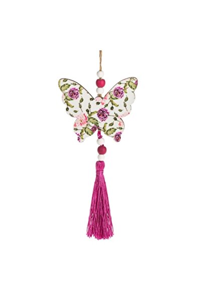 OEM Decorațiune de Paște suspendată cu fluturi, franjuri, fuchsia, 8,5x25 cm