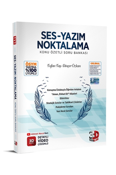 3D Yayınları 2026-2027 Müfredat YKS SES-YAZIM-NOKTALAMA Konu Özetli Soru Bank...