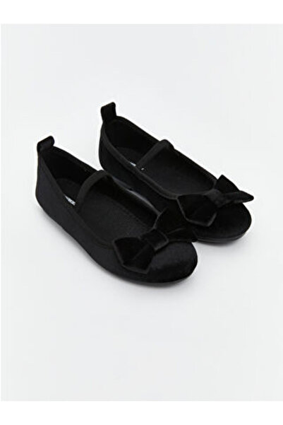 LC Waikiki Girl's Ballerina Flats with Black Bow Detail