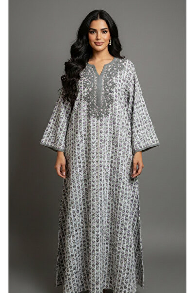 Moda Line Women's colorful jalabiya with embroidery on the collar