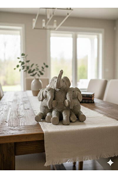 İki Cadı Tasarım Fil Ailesi Biblo Polyester Obje