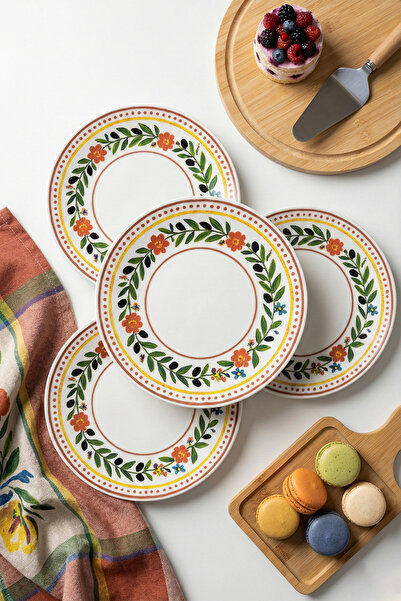 grandora Retro Olive and Floral (6 Pieces, 20 cm) Cake, Dessert or Presentati...