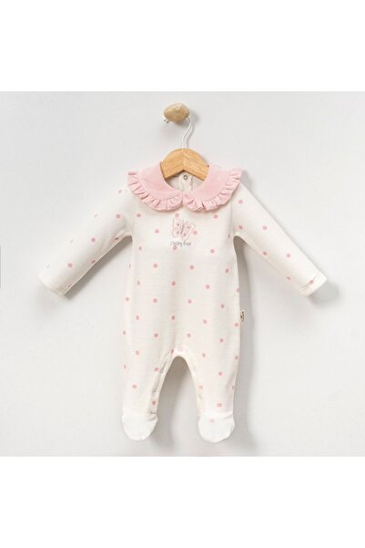 minicayzen KIZ BEBEK KADİFE KELEBEK NAKIŞLI TULUM - %100 PAMUK