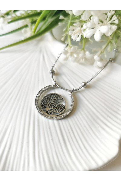 Halley Concept Leaf Detailed 316L Steel Necklace