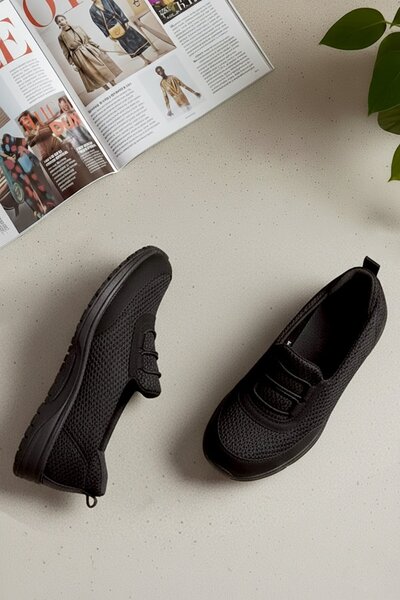 Ayakkabı Fuarı Elit ASPRF04 Anatomik Memory Taban Kadın Yürüyüş Ayakkabısı Siyah