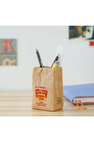 Penco Hightide Brown Bag Pen Stand Seramik Kalemlik