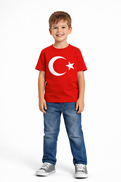 BABİDO Children's Red Turkey Flag T-Shirt – 100% Cotton – Comfortable and Str...