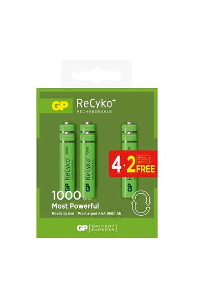 GP ReCyko 1000 mAh AAA Şarj Edilebilir İnce Kalem Pil 4+2 Paket