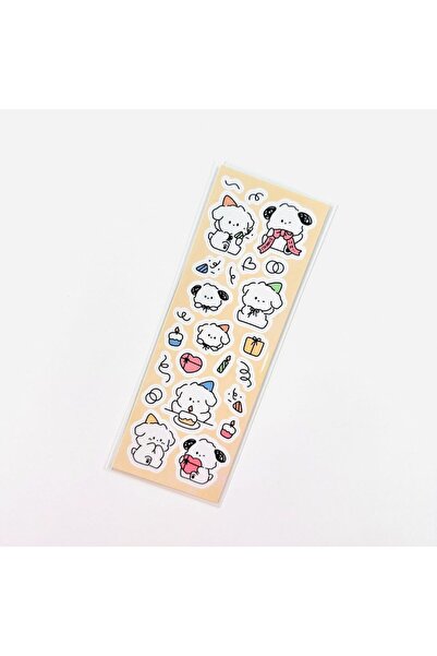 Choice9 05 ملصقات حيوانات كرتونية كورية لطيفة على شكل كلب أبيض صغير، كتيب قصا...