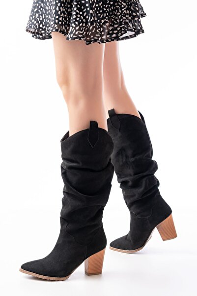 Zerenyus Exi̇n-Ls-1884 Premium Black Suede Daily Women's Boots