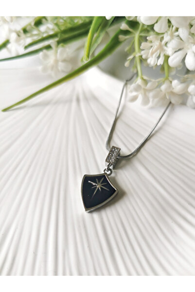 Halley Concept Silver Color Steel Necklace with North Star Shield Figure