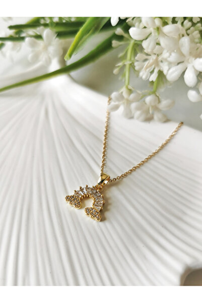 Halley Concept Zircon stone rainbow gold steel necklace