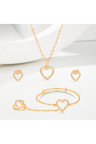 Generic طقم اطفال بديل الذهب قلب البراءة صمم خصيصا للأميرات الصغار!