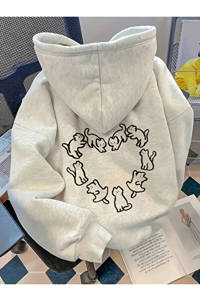 Rayan & Hoor Style Gray Printed Oversize Unisex Premium Black Hoodie