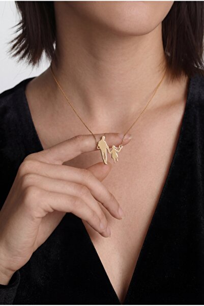 Lunea Co Kişiye Özel 925 Ayar Gümüş Baba Kız El Ele Figürlü Aile Temalı Kolye...