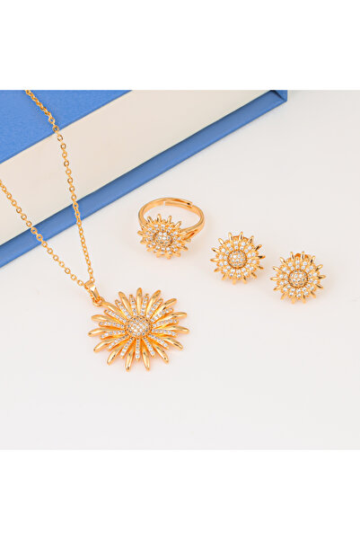 Generic طقم زهرة الشمس ذهبي ناعم لايسبب الحساسيه