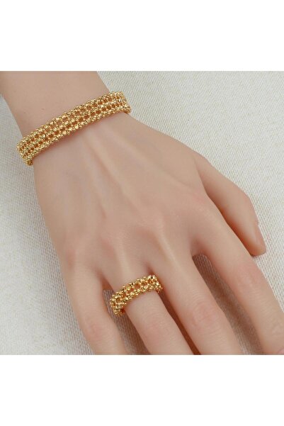 Generic أسوارة وخاتم بديل الذهب بريق الأناقة لايسبب الحساسيه