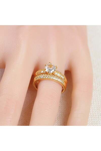 Generic خاتم زركون بديل الذهب توينز - مقاس 7