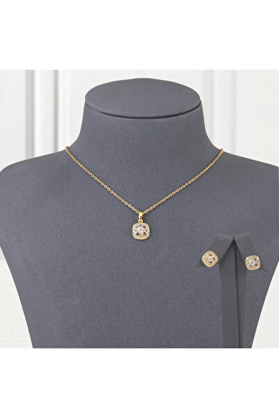 Generic طقم بديل الذهب مربع الزركون