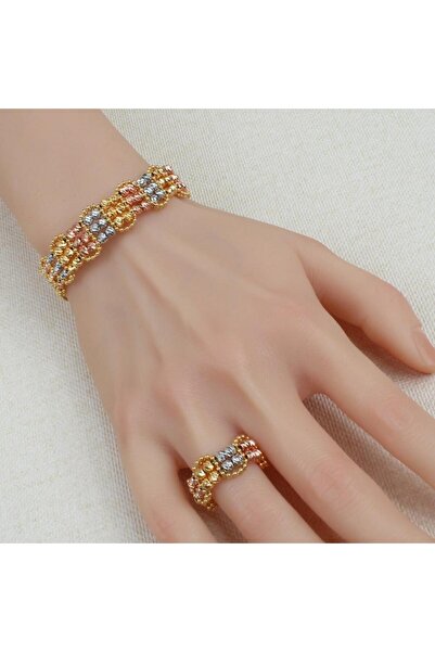 Generic أسوارة وخاتم بديل الذهب ألوان البهجة لايسبب الحساسيه