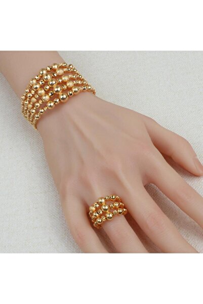 Generic أسوارة وخاتم بديل الذهب كرات الأناقة لايسبب الحساسيه