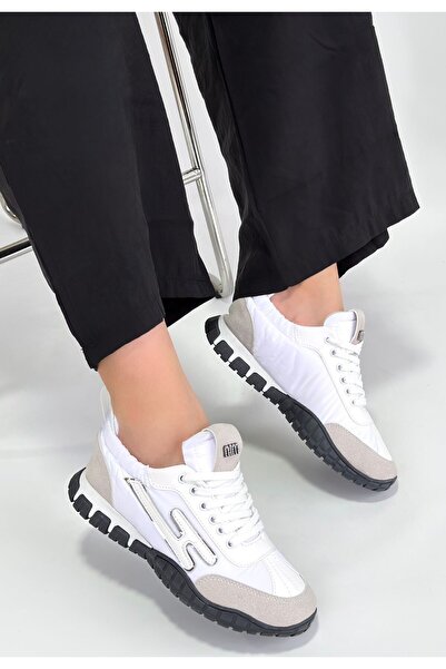 FRESCO SCARFS Huer White Nubuck Lace-Up Sports Shoes