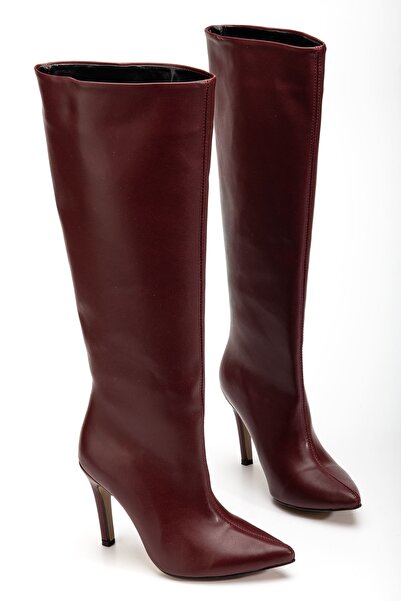 Zerenyus Exi̇n-Syt-2004 Premium Burgundy Heeled Women's Boots
