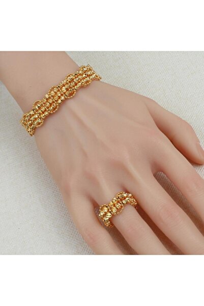 Generic أسوارة وخاتم بديل الذهب كرات البهجة لايسبب الحساسيه