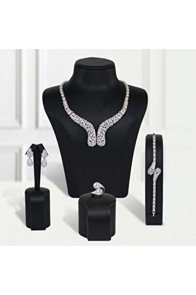 Generic طقم بديل الذهب إشراقة الزركون لايسبب الحساسيه