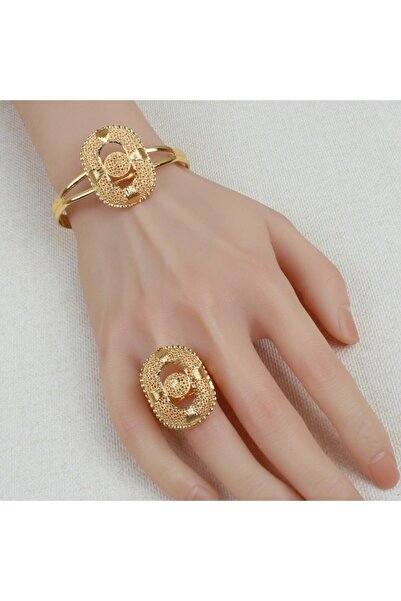 Generic أسوارة وخاتم بديل الذهب زهرة الأسرار لايسبب الحساسيه