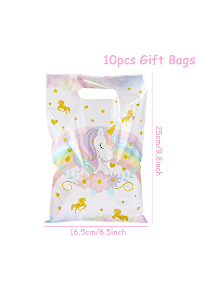 Choice ١٠ أكياس هدايا، أدوات مائدة للاستخدام مرة واحدة لحفلات يونيكورن، أطباق...