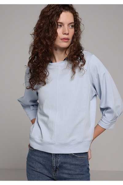 Colin's Regular Fit Yuvarlak Yaka Düz Kadın Mavi Sweatshirt