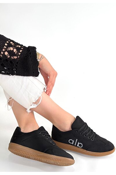 FRESCO SCARFS Lendo Black Suede Lace-Up Sneakers