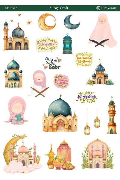 MirayDesign 1 foaie de autocolante cu tematică islamică (12×17 cm)