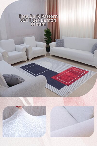 Uy Style Jakarli, Rubberized Sofa Cover, Stain-Resistant, 3+3+1+1 Set (Tree B...