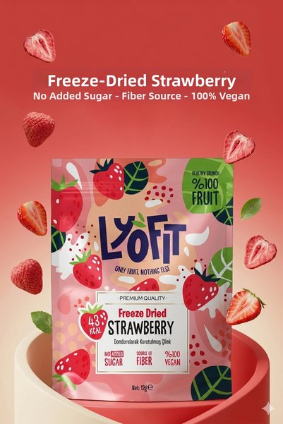 Lyofit Food Strawberry Dried Fruit Chips - Freeze Dried Crispy Strawberries 12g 1 Piece