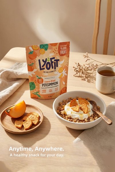 Lyofit Food Persimmon Dry Fruit Chips - Freeze Dried Crispy Persimmon 25g 6 Pieces