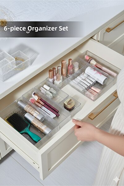 Orvila Set de 6 organizatoare de machiaj pentru bijuterii, cu sertare glisant...